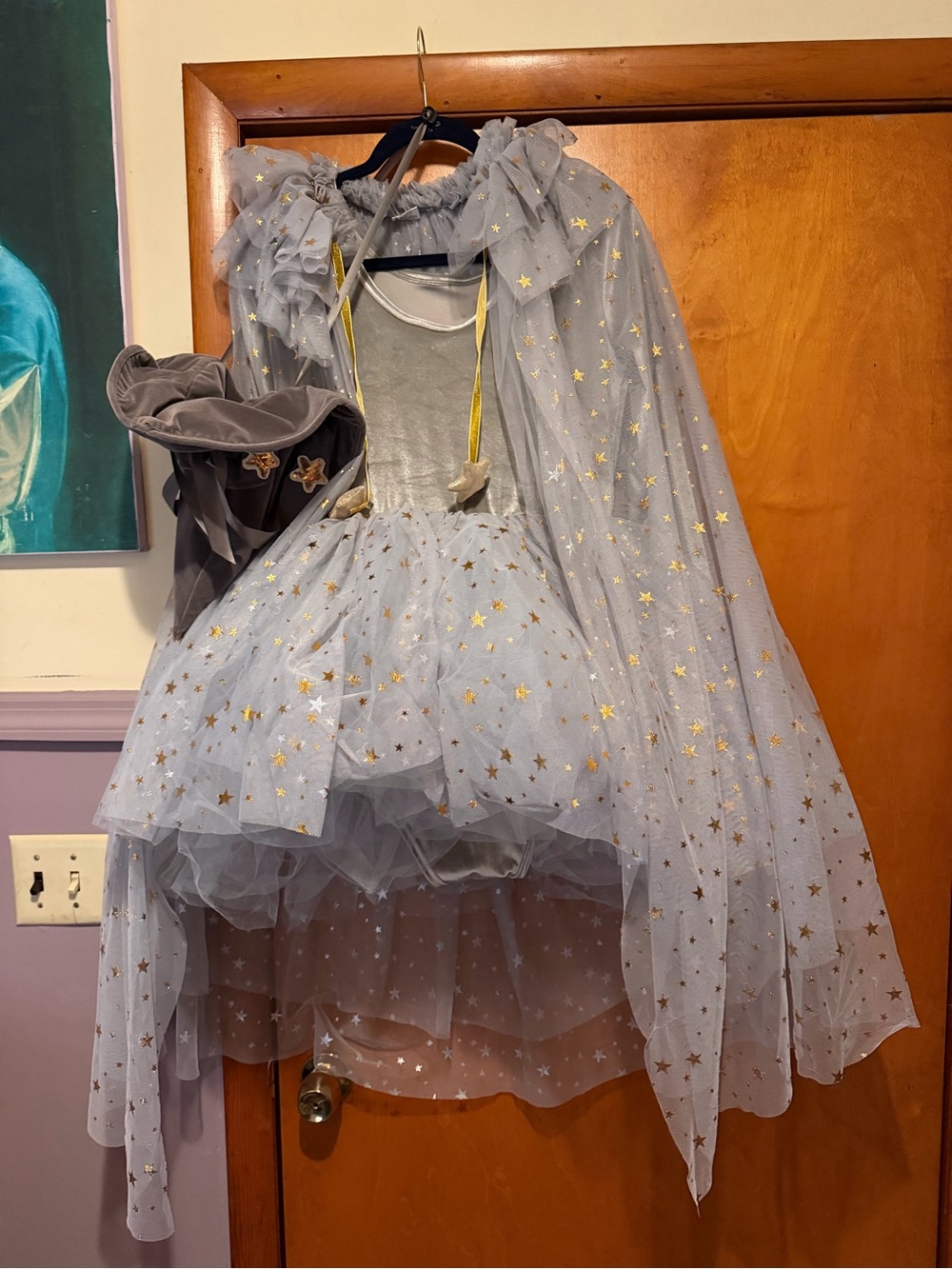 Light Blue Star-Print Tulle Fairy Cape Costume by
